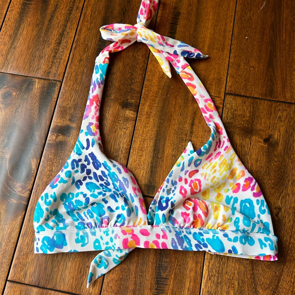 PINK Rainbow Cheetah Bikini Top